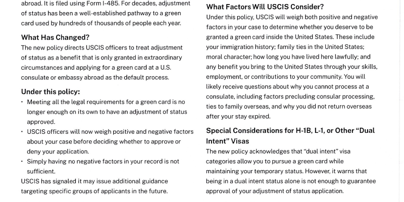 New USCIS Green Card App. Policy (AOS)